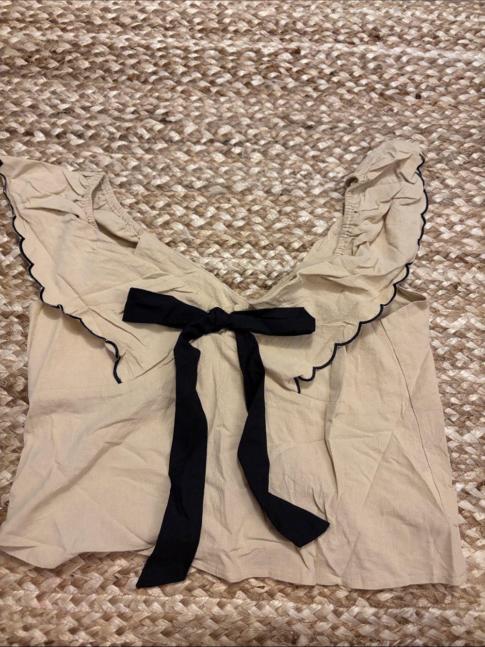 Amazon Cream Ruffle Camisole with Black Bow